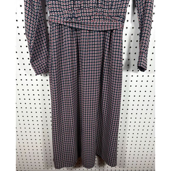 J.CREW Button Front Maxi Dress Geometric Navy Blue Red White size 2 - Picture 5 of 9